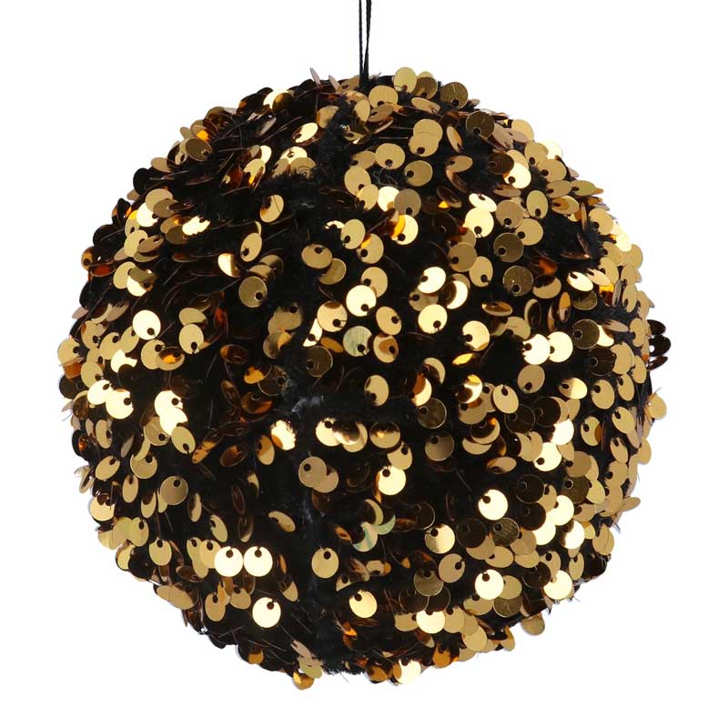 Gisela Graham Black &amp; Gold Sequin Ball image 0