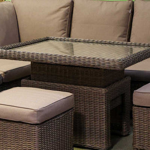 Orchard Life Braeburn Mini Corner Garden Sofa Set with 2 Stools &amp; Rectangular Hi-Lo Table image 8