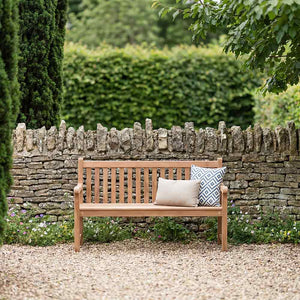 Bramblecrest Straight-Back Teak Garden Bench - Seats 2-3 image 1