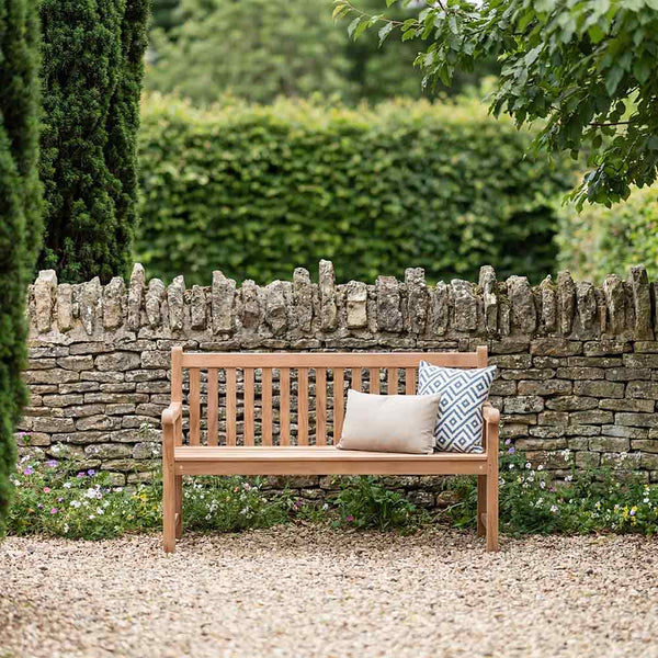 Bramblecrest Straight-Back Teak Garden Bench - Seats 2-3 image 1