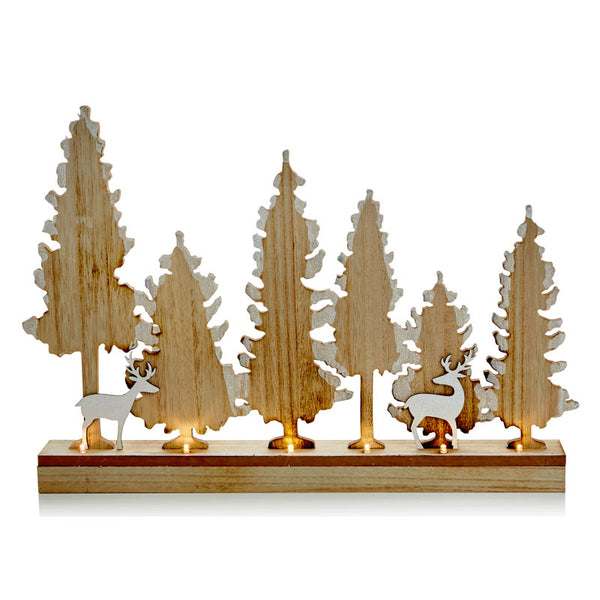 Premier Lit Wooden Deer &amp; Tree Scene (45cm) image 0