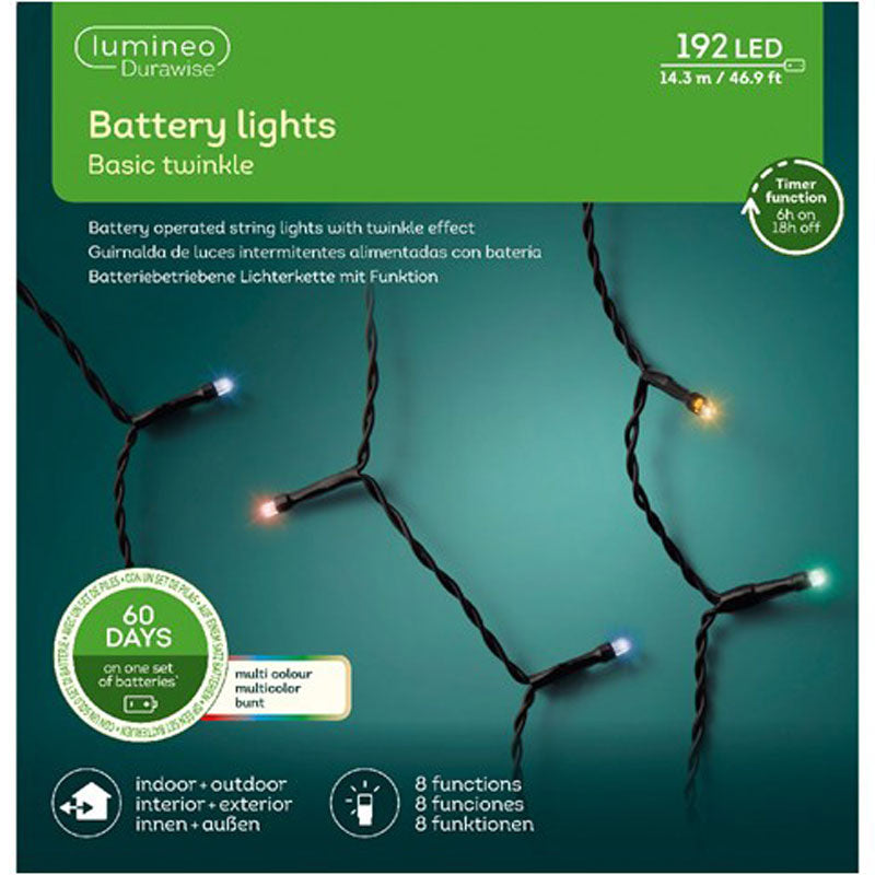 Lumineo 192 Durawise Twinkle LED Battery Lights - Multi-Coloured image 0
