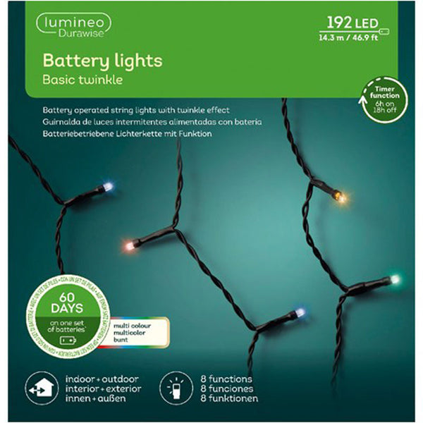 Lumineo 192 Durawise Twinkle LED Battery Lights - Multi-Coloured image 1