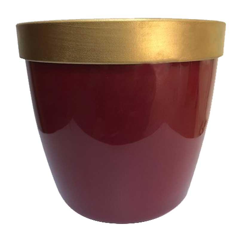 Dark Red Cover Pot with Gold Rim (7L) image 0