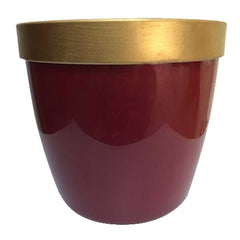 Dark Red Cover Pot with Gold Rim (7L) image 0