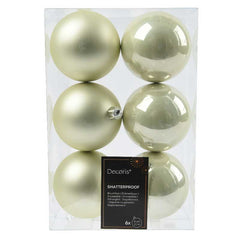 Decoris Shatterproof Baubles in White Mint (Pack of 6) image 0