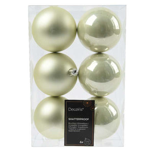 Decoris Shatterproof Baubles in White Mint (Pack of 6) image 0