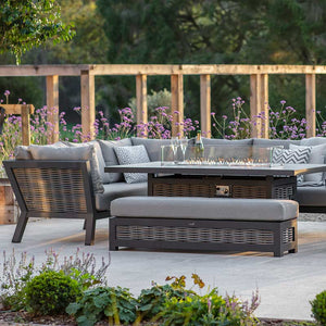 Bramblecrest Tuscan Modular Sofa Set with Rectangular Firepit Table & Bench image 0