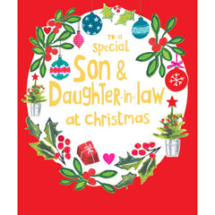 Paper Salad To A Special Son & Daughter-In-Law Wreath Christmas Card image 0