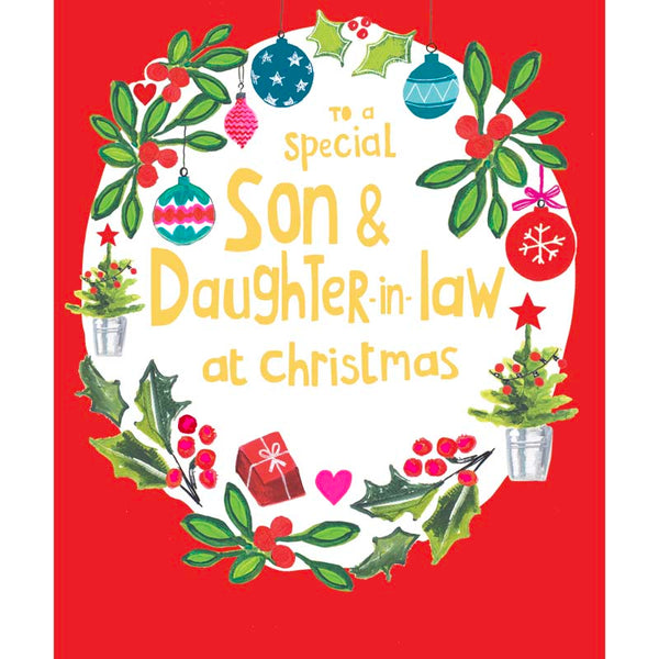Paper Salad To A Special Son & Daughter-In-Law Wreath Christmas Card image 0