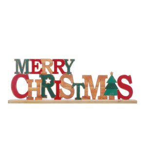 Festive Wooden Merry Christmas Tabletop Sign image 0
