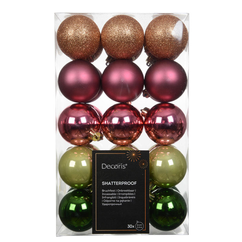 Decoris Botanical Blush Bauble Mix (Pack of 30)