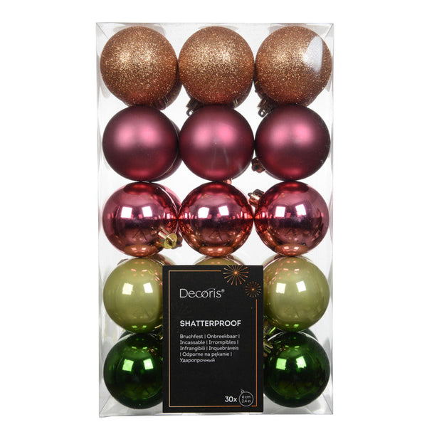 Decoris Botanical Blush Bauble Mix (Pack of 30)