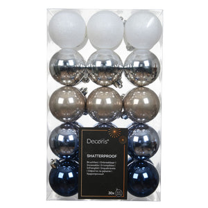 Decoris Arctic Frost Bauble Mix (Pack of 30)