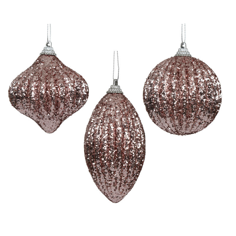 Decoris Blush Pink Foam Sparkle Bauble (Assorted Designs)