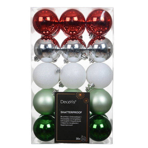 Decoris Candy Cane Lane Bauble Mix (Pack of 30)