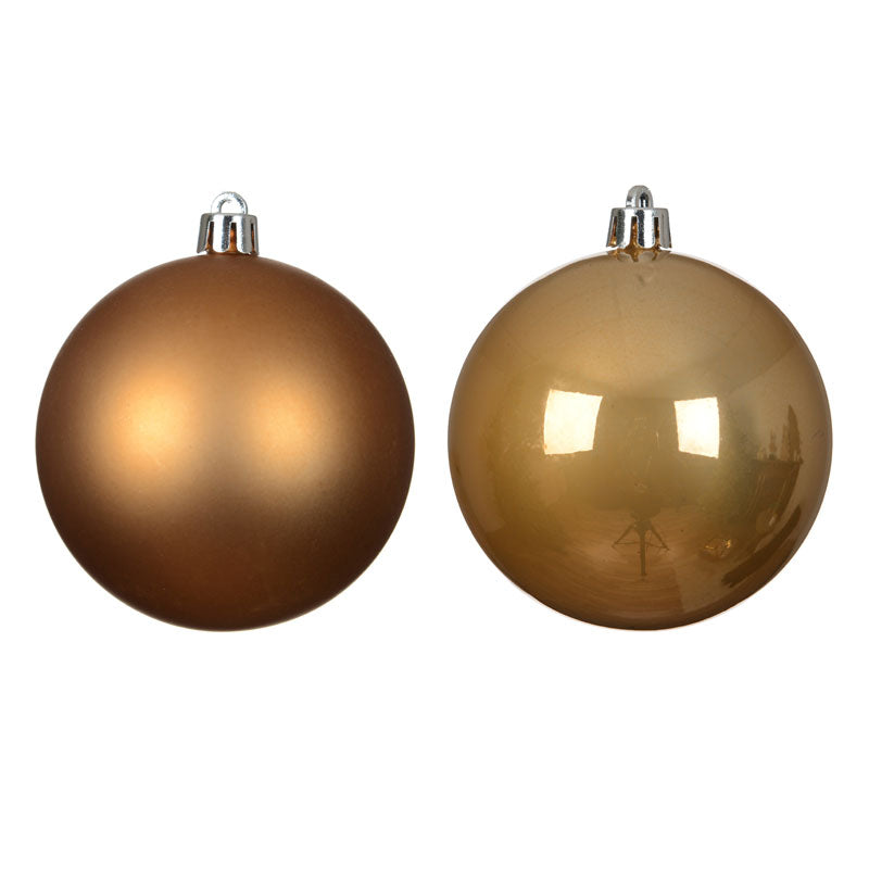 Decoris Shatterproof Baubles in Caramel Brown (Pack of 6)