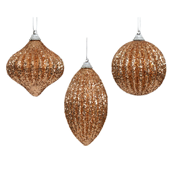 Decoris Caramel Brown Foam Sparkle Bauble (Assorted Designs)