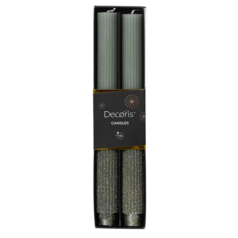 Decoris Fern Frost Dinner Candle (Pack of 2)