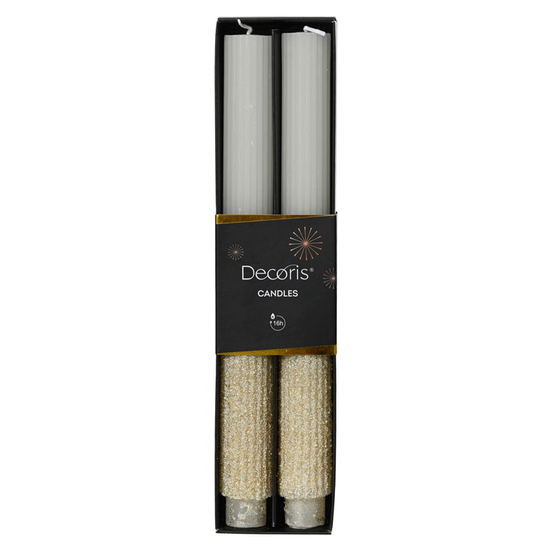 Decoris Gilded Frost Dinner Candle (Pack of 2)