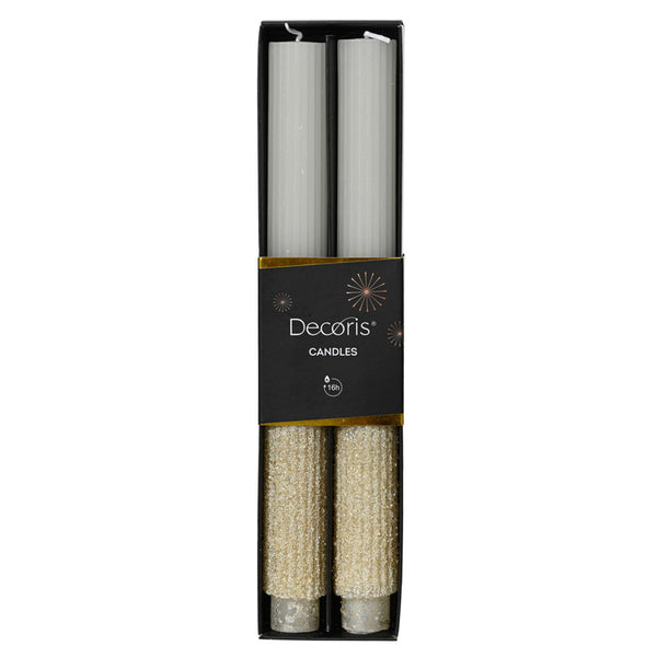 Decoris Gilded Frost Dinner Candle (Pack of 2)