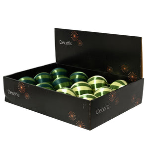 Decoris Silk Stripe Foam Bauble with Tassel in Green (Assorted Designs)