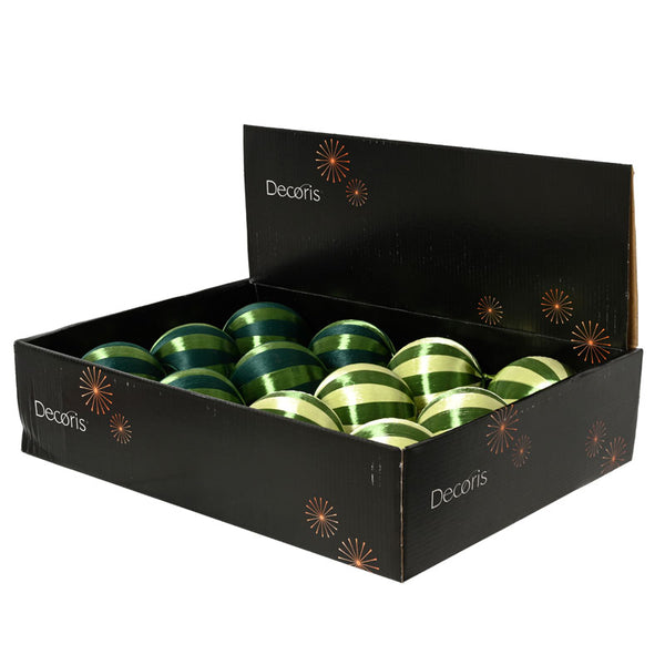 Decoris Silk Stripe Foam Bauble with Tassel in Green (Assorted Designs)