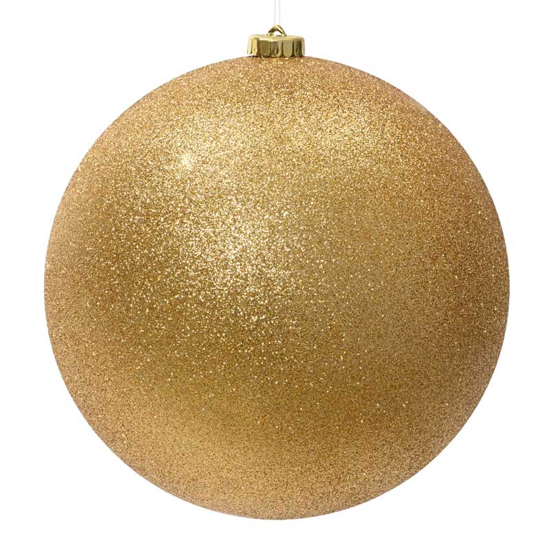 Decoris Large Glitter Shatterproof Bauble in Light Gold