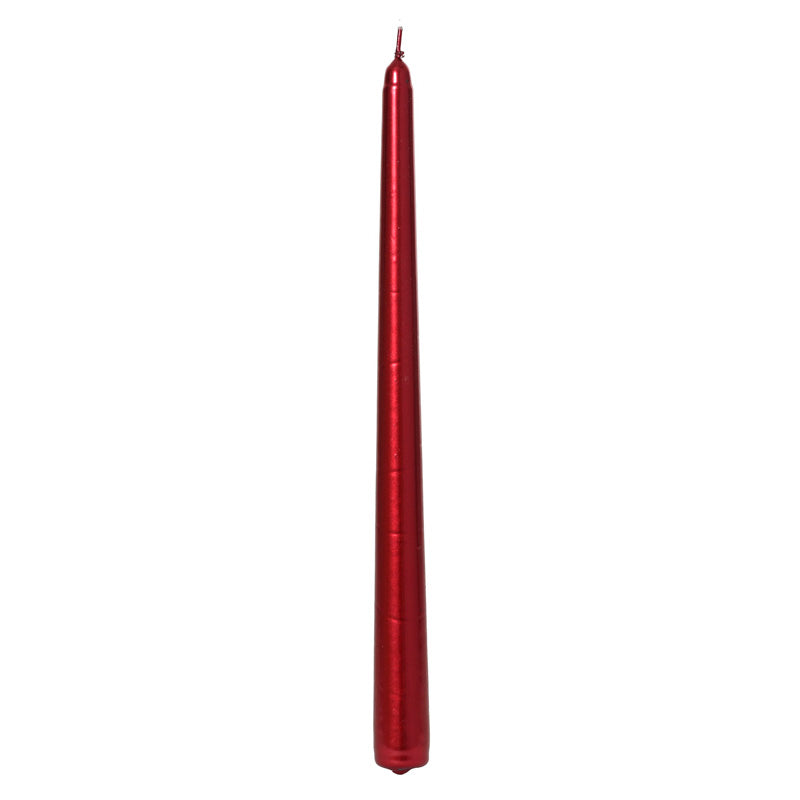 Decoris Metallic Red Dinner Candles (Pack of 12)