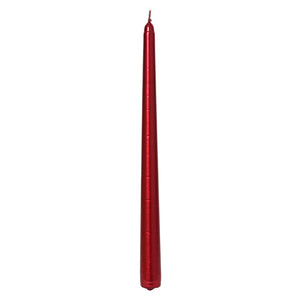 Decoris Metallic Red Dinner Candles (Pack of 12)