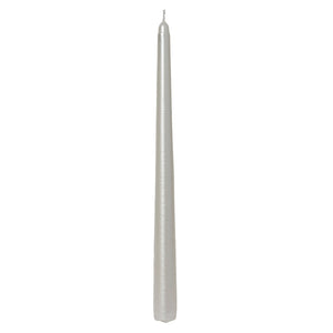 Decoris Metallic White Dinner Candles (Pack of 12)