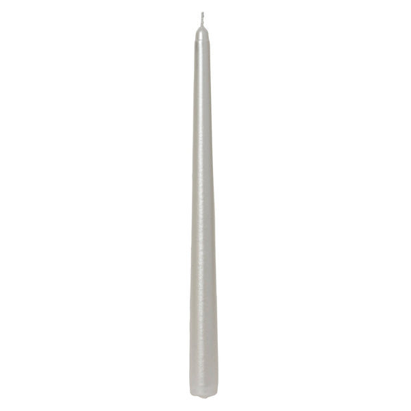 Decoris Metallic White Dinner Candles (Pack of 12)