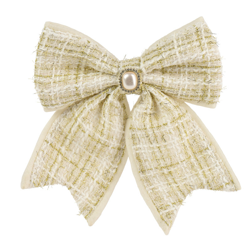 Decoris Pearl & Plaid Bow Clip