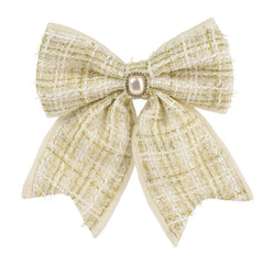 Decoris Pearl & Plaid Bow Clip