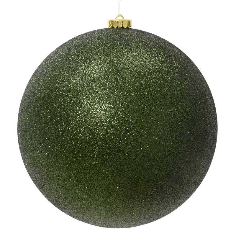 Decoris Large Glitter Shatterproof Bauble in Pine Green
