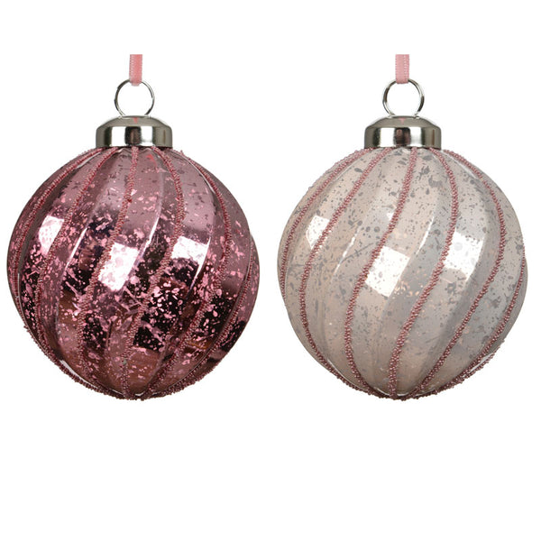 Decoris Pink Mercury Bauble (Assorted Designs)