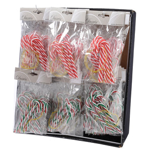 Decoris Plastic Candy Cane - Pack of 6 (Assorted Designs)