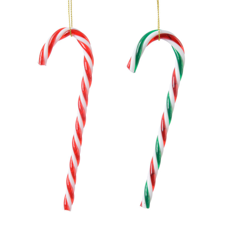 Decoris Plastic Candy Cane - Pack of 6 (Assorted Designs)