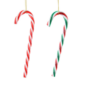 Decoris Plastic Candy Cane - Pack of 6 (Assorted Designs)