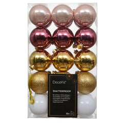 Decoris Pink Prosecco Bauble Mix (Pack of 30)