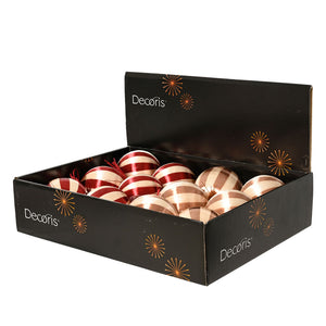 Decoris Silk Stripe Foam Bauble with Tassel in Red / Brown (Assorted Designs)