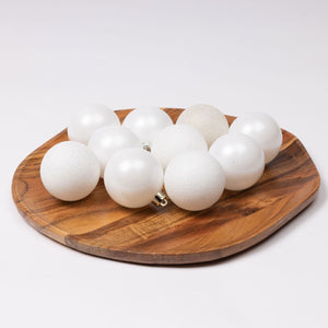 Decoris Shatterproof Baubles in Winter White (Pack of 10)