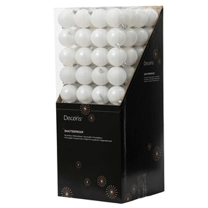 Decoris Shatterproof Baubles in Winter White (Pack of 10)
