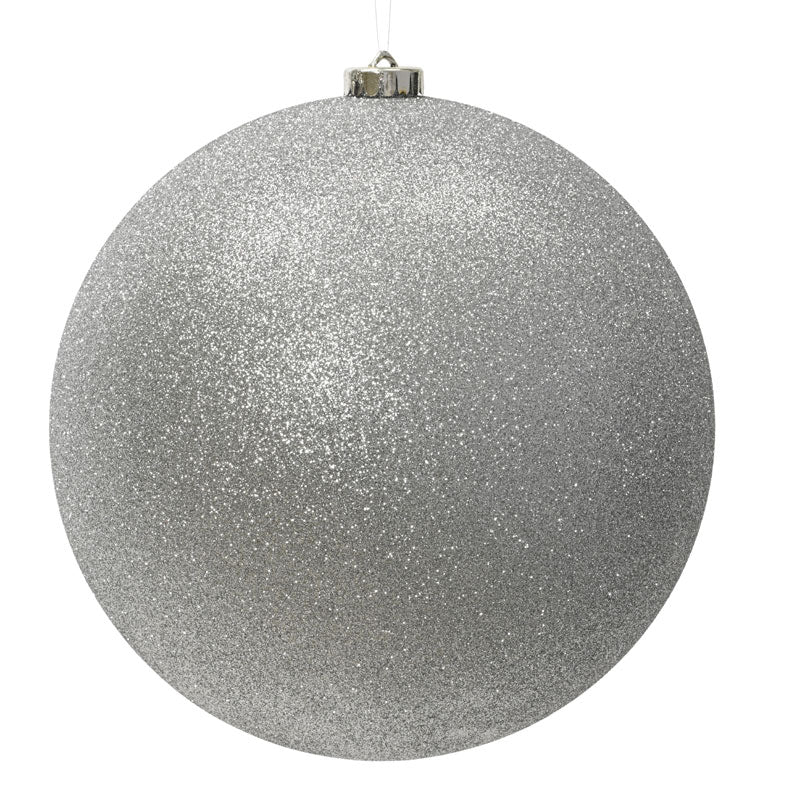 Decoris Large Glitter Shatterproof Bauble in Silver