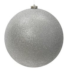Decoris Large Glitter Shatterproof Bauble in Silver