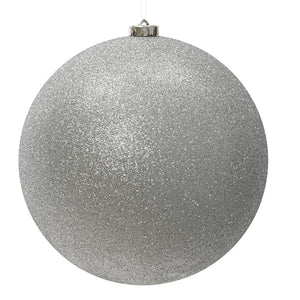 Decoris Large Glitter Shatterproof Bauble in Silver