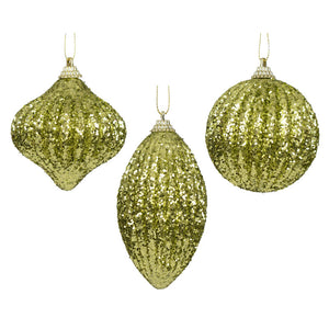 Decoris Warm Pistachio Foam Sparkle Bauble (Assorted Designs)