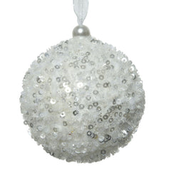 Decoris Winter White Foam Bauble with Sequins