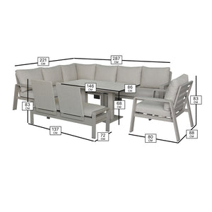 Bramblecrest Prague Modular L-Shape Sofa Set in Latte with Height-Adjustable Table (Seats 8) image 20