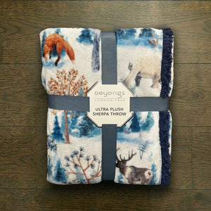 Deyongs Printed Nordic Woodland Sherpa Throw